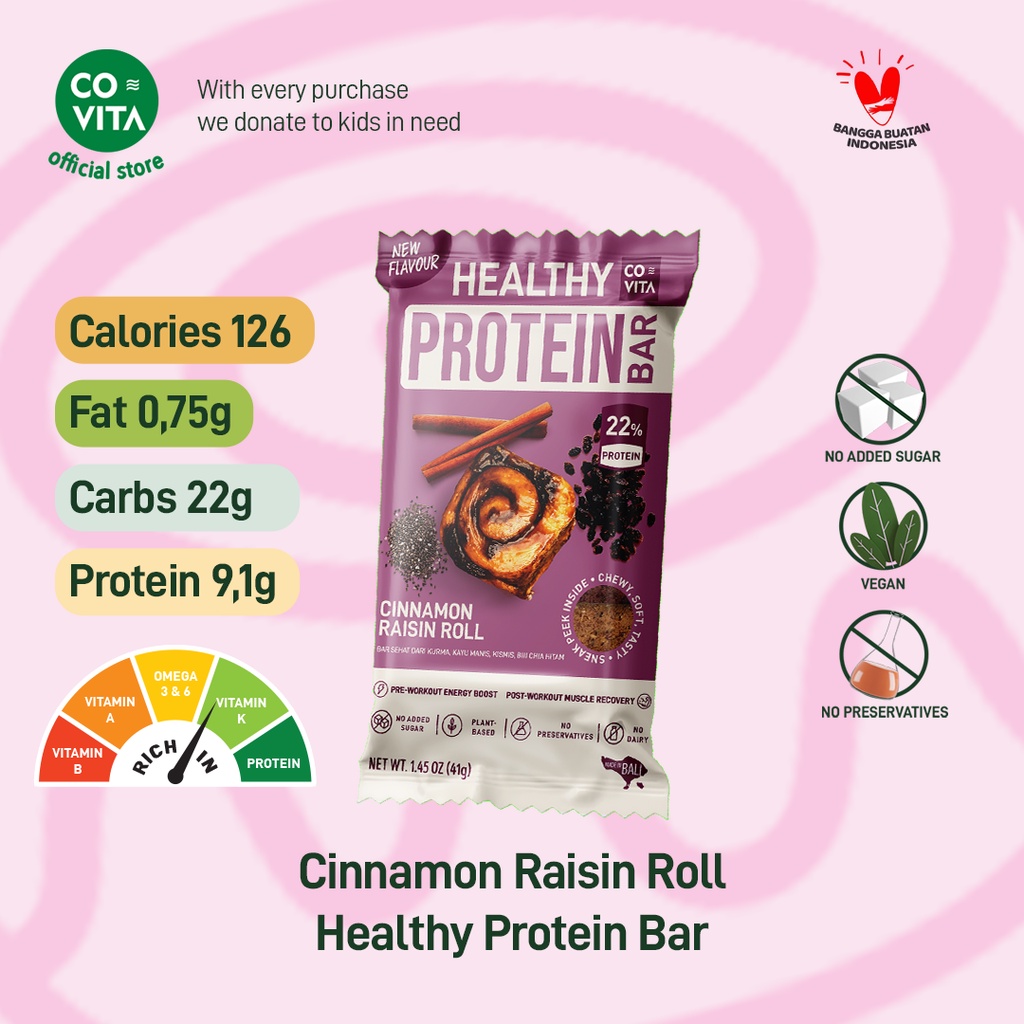 Covita Healthy Protein Bar Cinnamon Raisin Roll