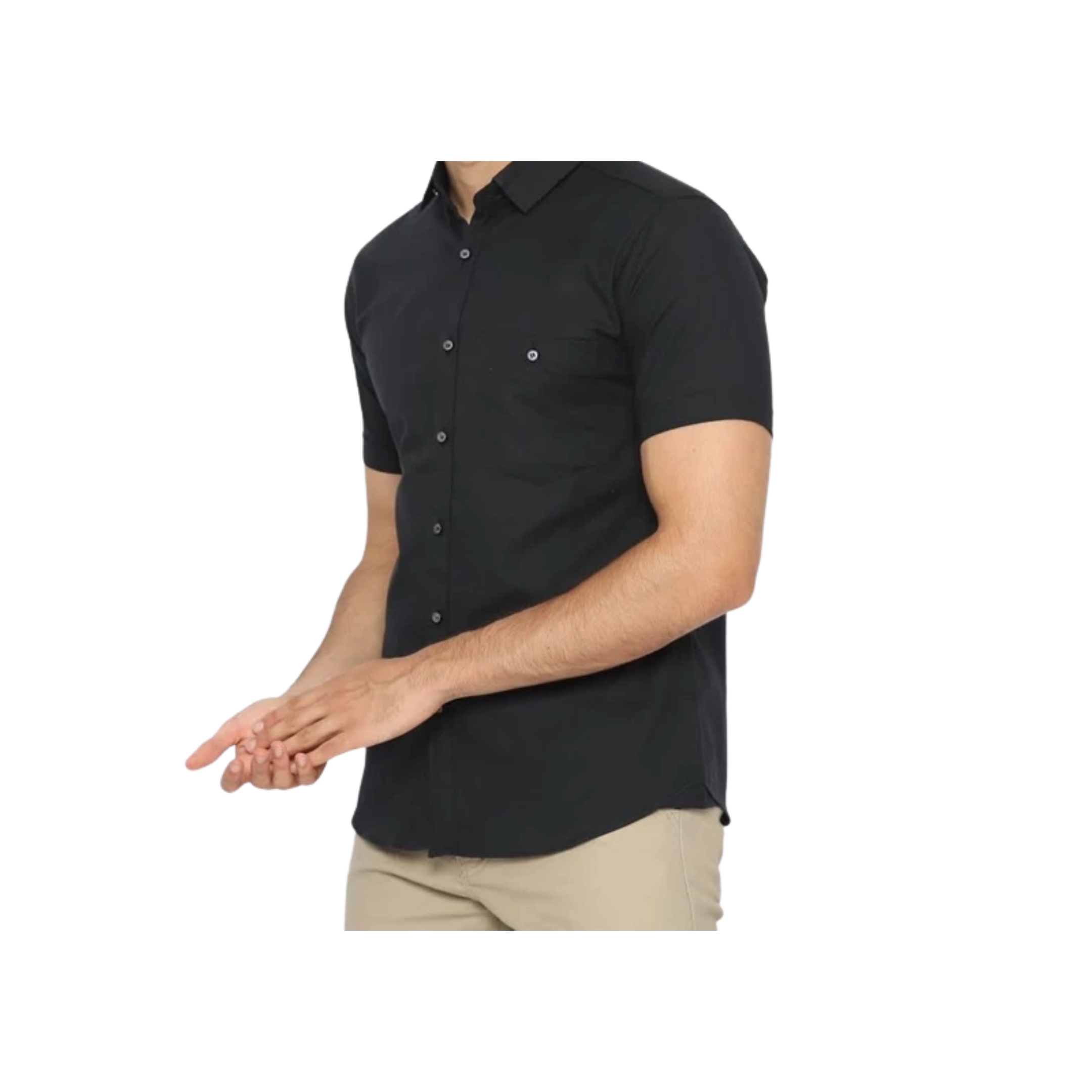  Code Male Brave Kemeja Pria Basic Lengan Pendek Dark Hitam Slimfit