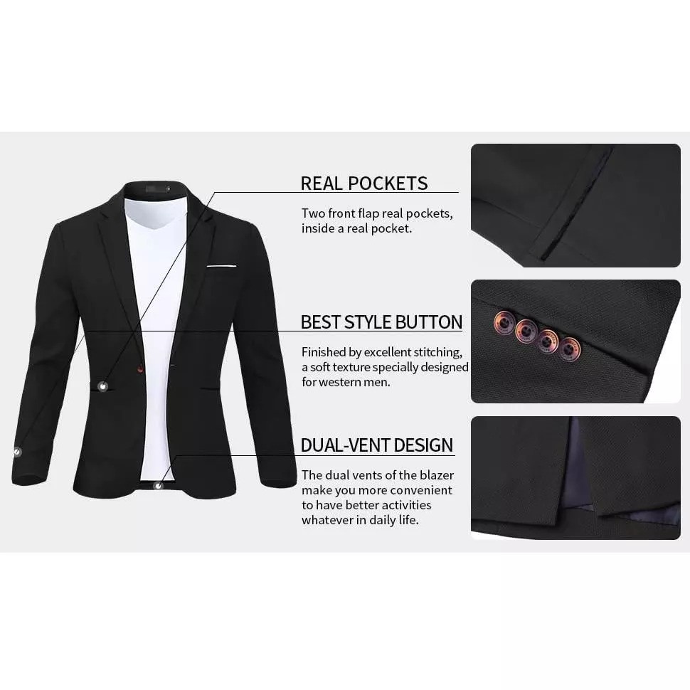  Winstyle Setelan Jas Formal Hitam Pria