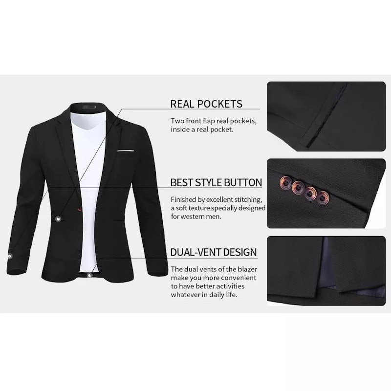 Winstyle Setelan Jas Formal Hitam Pria 4