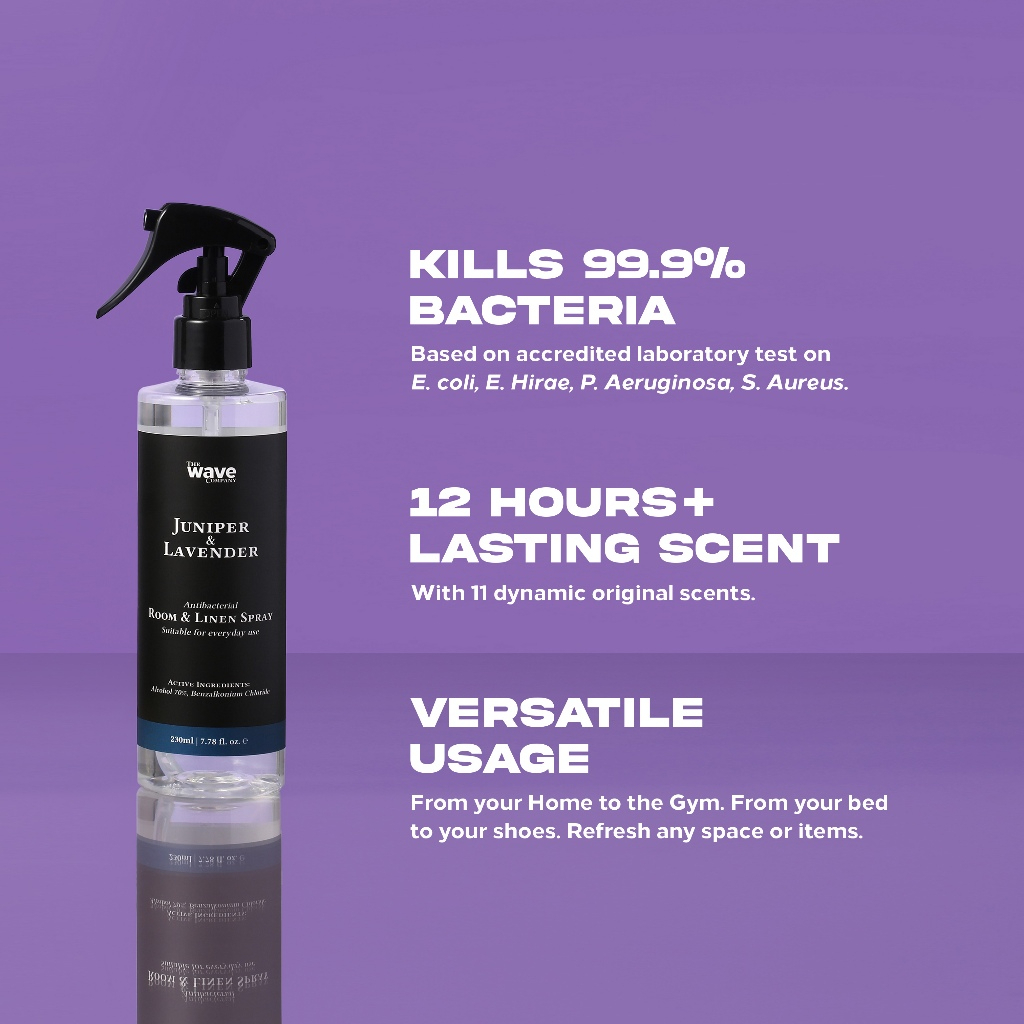 The Wave Company Antibacterial Room & Linen Spray Juniper & Lavender 3