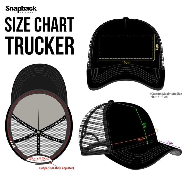 Snapback Topi Trucker Dewasa Hitam Polos