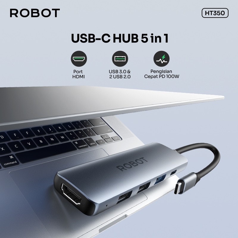 ROBOT Multiport 5 in1 USB Type C HUB Adapter 3