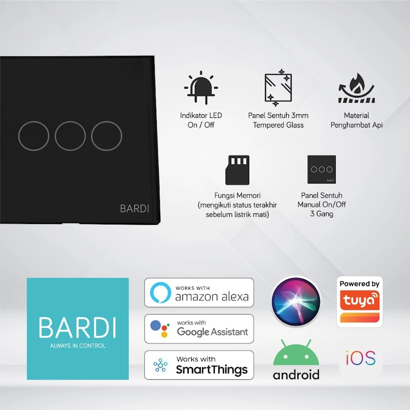 BARDI Wall Switch Smart Touch 3 Gang 5