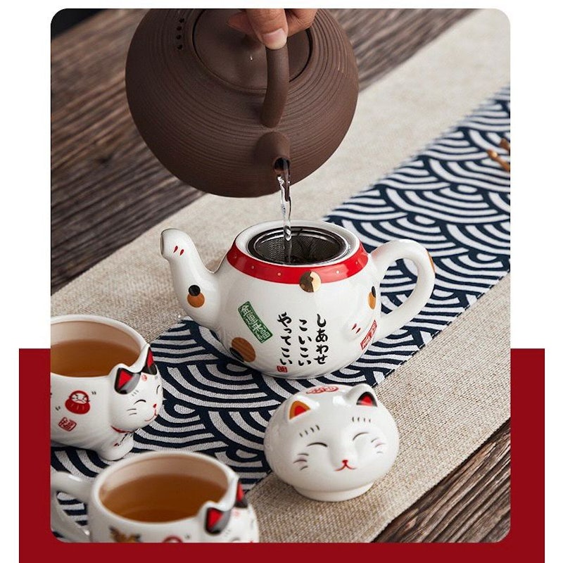 REALS Tea Pot Lucky Cat Ceramic 2
