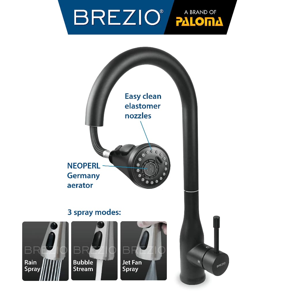 Paloma Hardware Brezio Sink Mixer with Pull-Out Spray Head 3-Mode FCBZ 8152