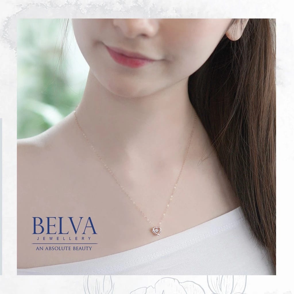  Belva Jewellery 1 Set Liontin Berlian & Kalung Italy Sweet Love