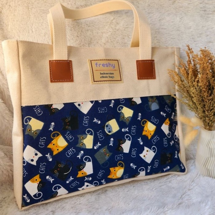 Freshy Freshy Tote Bag Kanvas Resleting