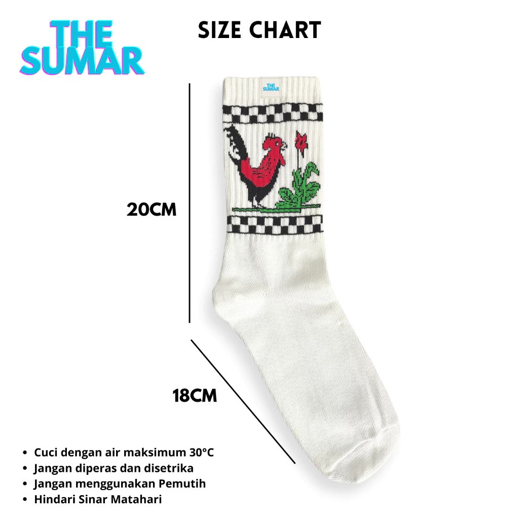  THE SUMAR Kaos Kaki Oldschool Motif Ayam Jago  X6