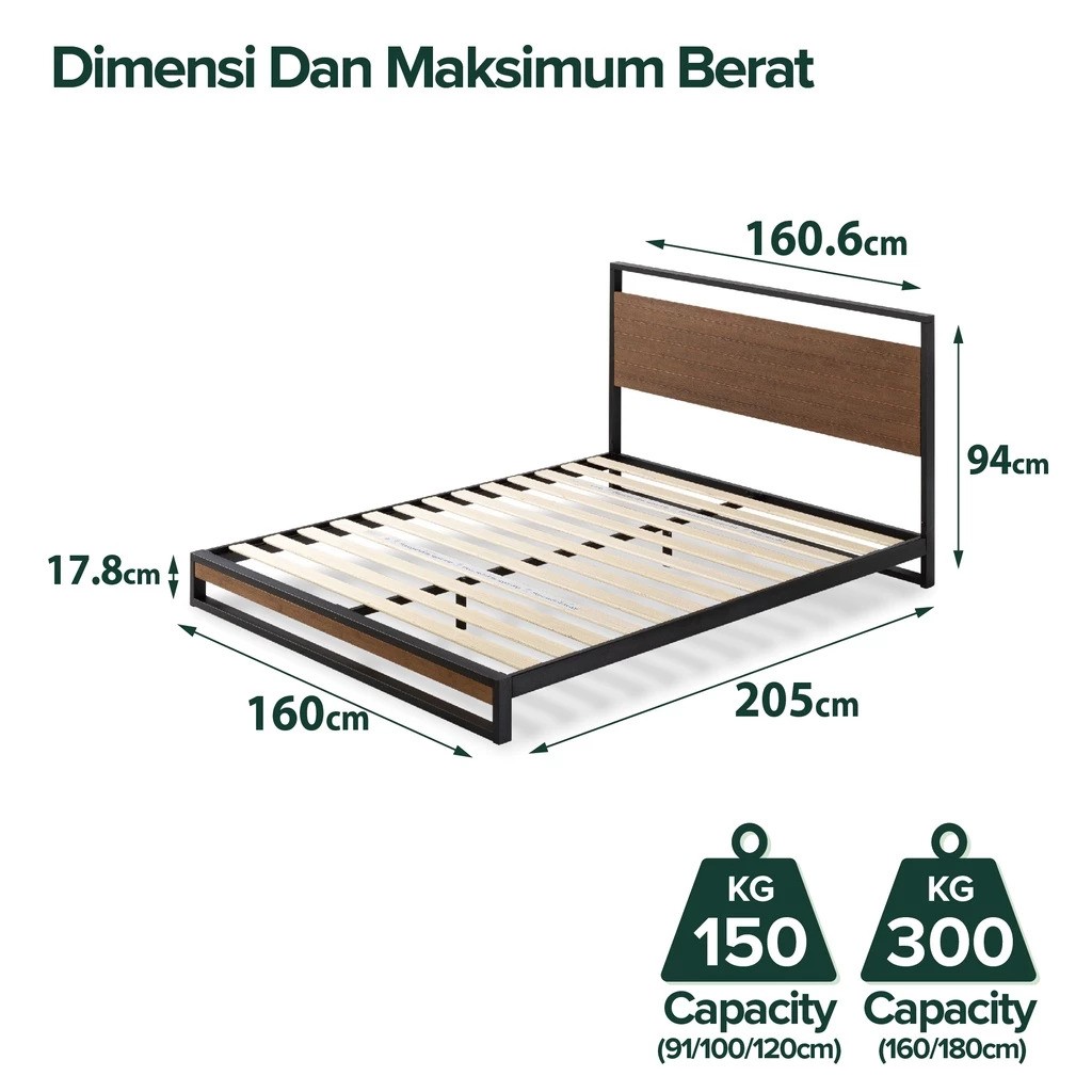 Zinus Global Indonesia Zinus Suzanne Sandaran Kayu Bambu