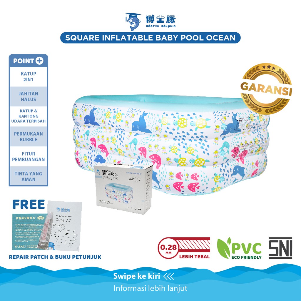 Doctor Dolphin  Square Inflatable Baby Pool 