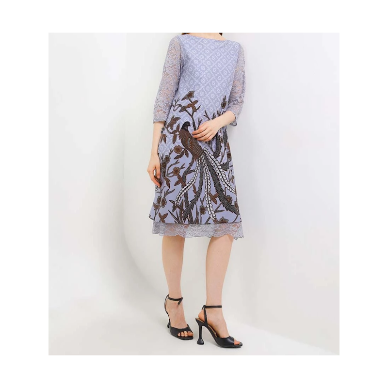 Rianty Batik Dress Emira Emir Abu Kombinasi Brokat