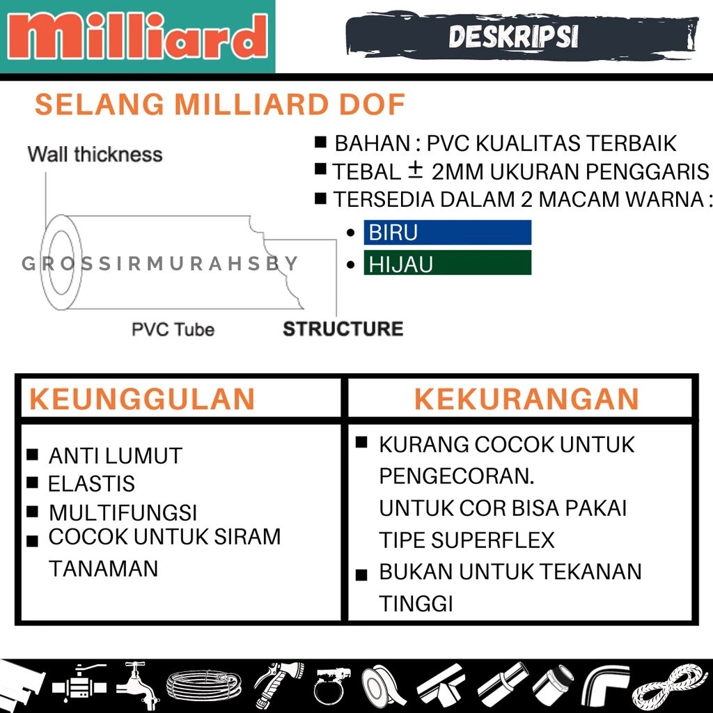 Mepoly Industry Milliard Selang Air Dof 5/8 Inci