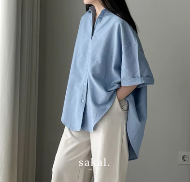 Sakal Short Sleeve Linen Oversized Shirt