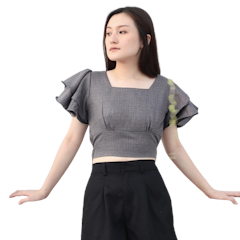 Femei Outer Blouse Slit Back Self Tie Wrap Crop Top