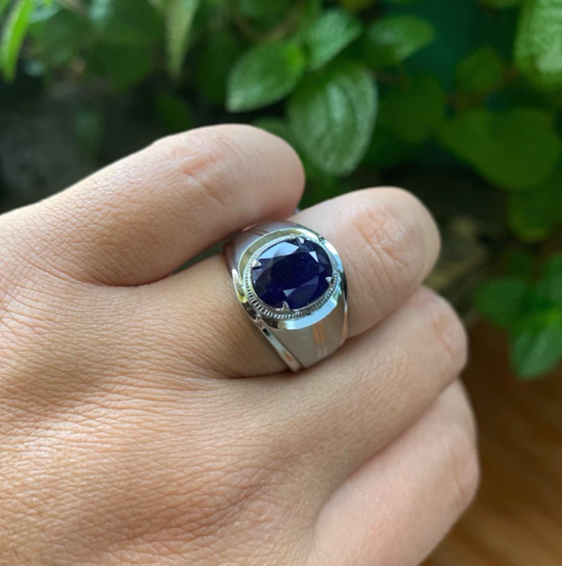 Cincin Batu Natural Safir Royal Blue Cutting Handmade 3