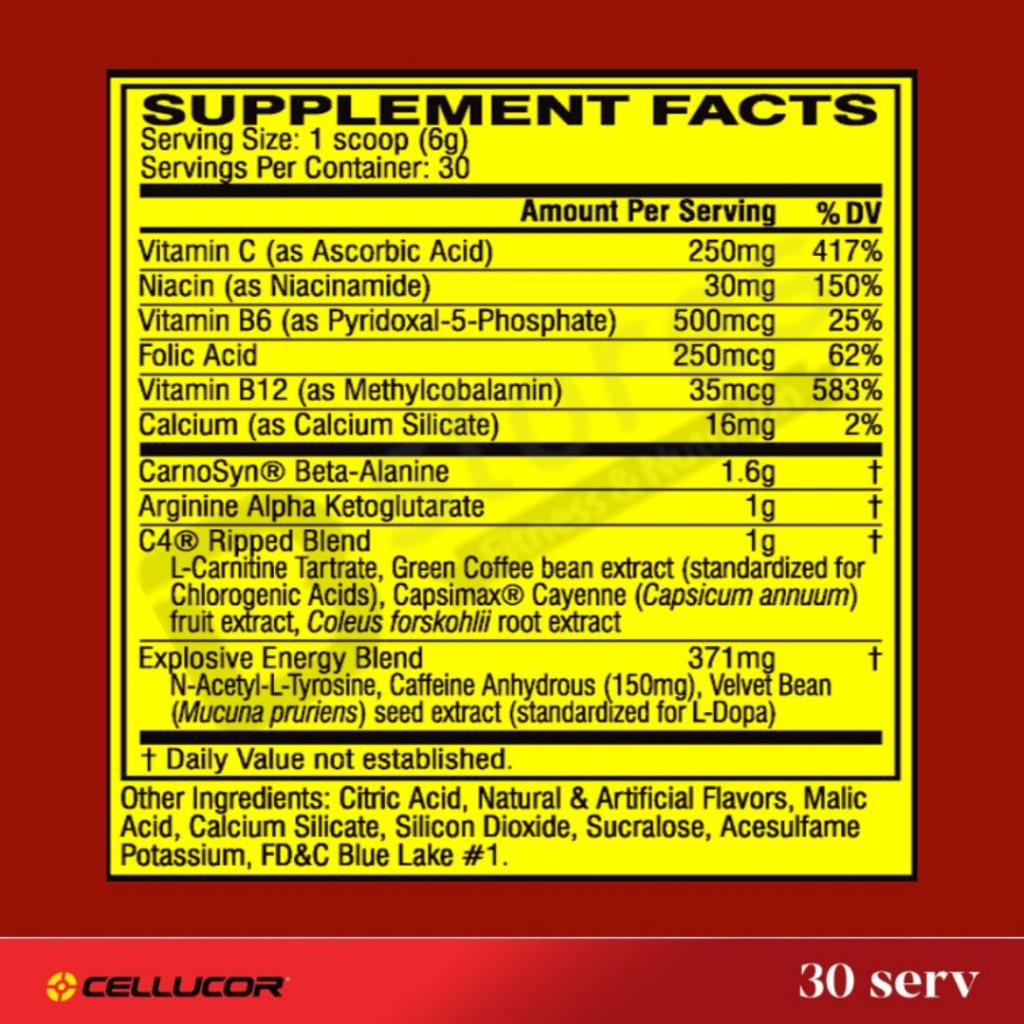 CELLUCOR C4 Ripped Pre-Workout Icy Blue Razz 5