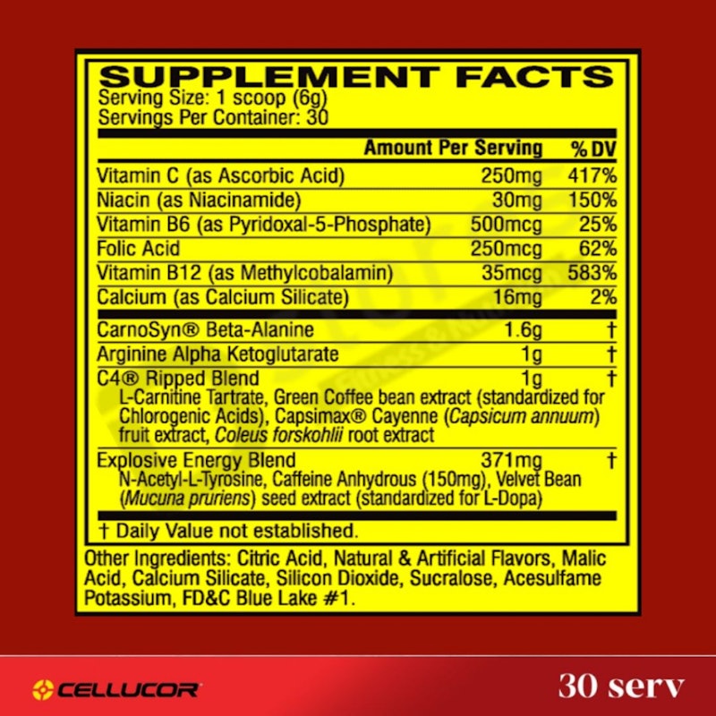 CELLUCOR C4 Ripped Pre-Workout Icy Blue Razz 5