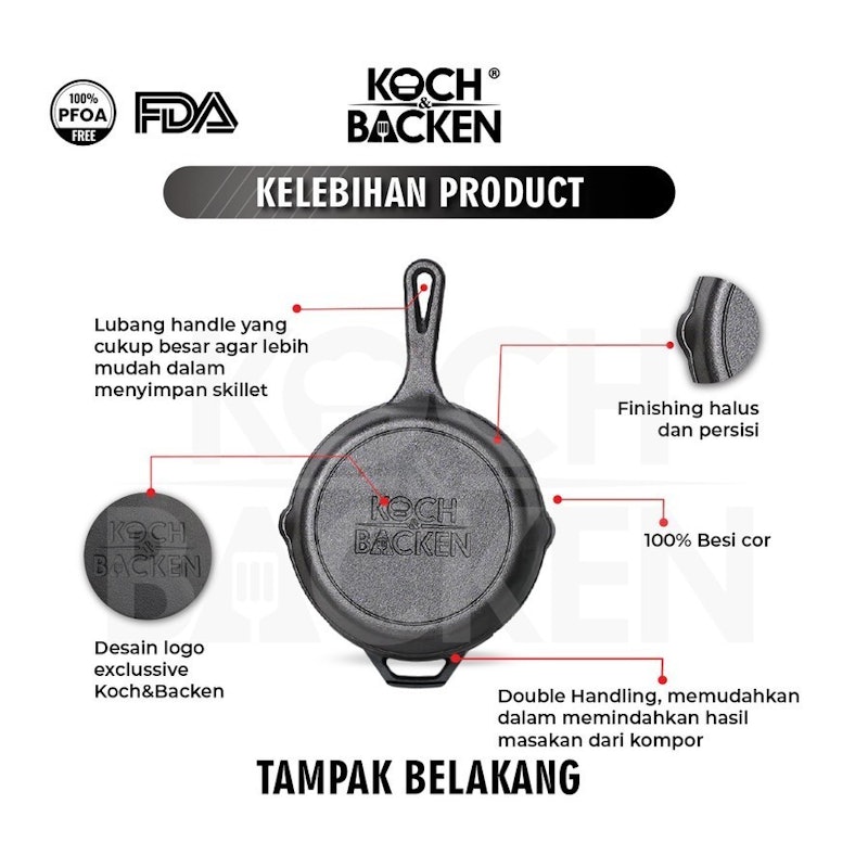 KOCH&BACKEN® Nitriding Cast Iron Skillet Classic 15cm 3