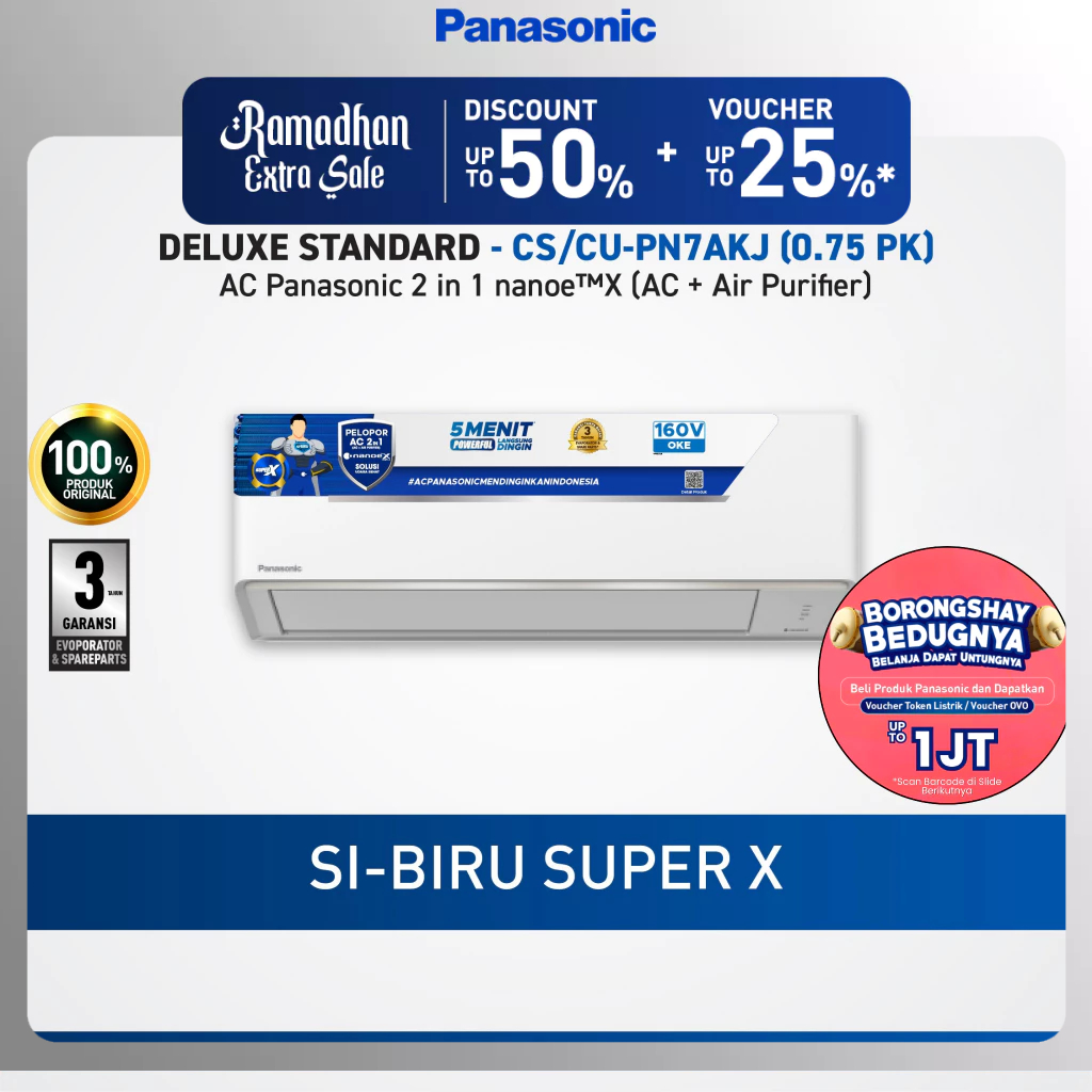 Panasonic Gobel Indonesia Panasonic AC Split 3/4 PK Low Voltage + nanoe™ X (Air Purifier) CS/CU-PN7AKJ