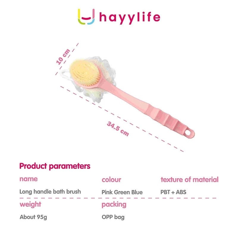 HAYYLIFE 2 in 1 Sikat Punggung dengan Puff 5