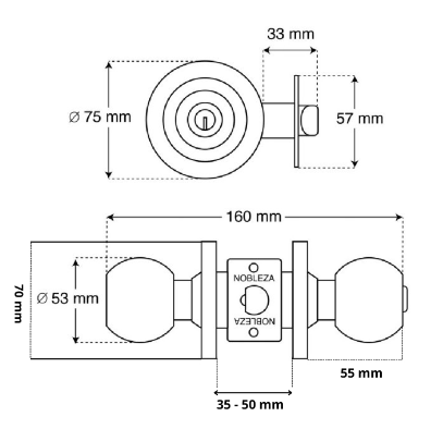 Cahaya Bangunan Baru NOBLEZA Kunci Bulat Stainless NKB-587 SS