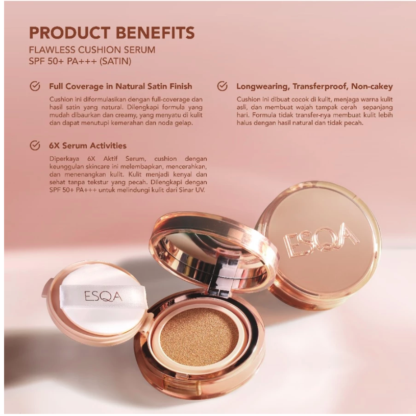 Keva Cosmetics International ESQA Flawless Cushion Serum SPF 50+ PA+++ Custard