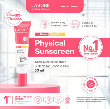 Paragon Technology and Innovation LABORÉ Sensitive Skin Care BiomeProtect Physical Sunscreen SPF 50+ PA++++ 
