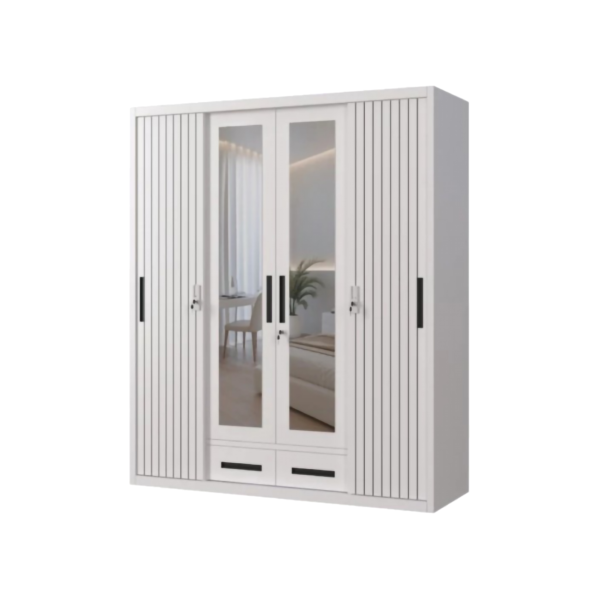 SHUMO® Lemari Pakaian Besi 4 Pintu ｜ CTR1