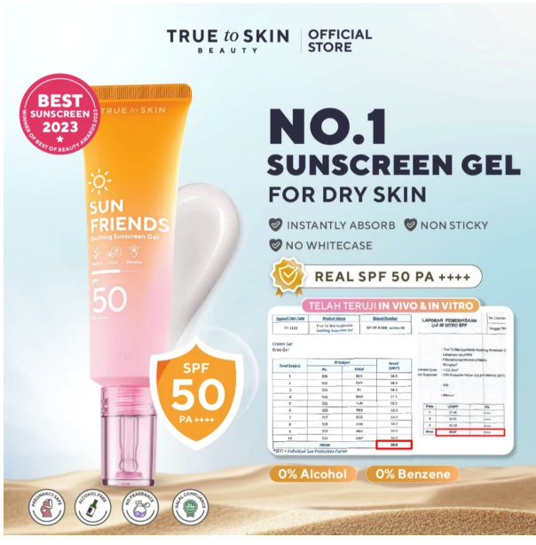 Triniti Tunggal Abadi True to Skin Sunfriends Soothing Sunscreen Gel SPF 50 PA++++