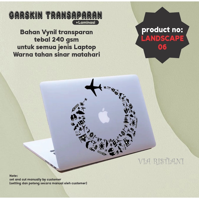 Garskin Laptop Sticker Anti Gores Transparant Travelling Landscape 4