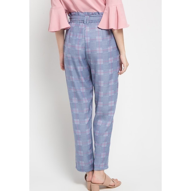 Pleated Waist Check Pants 2