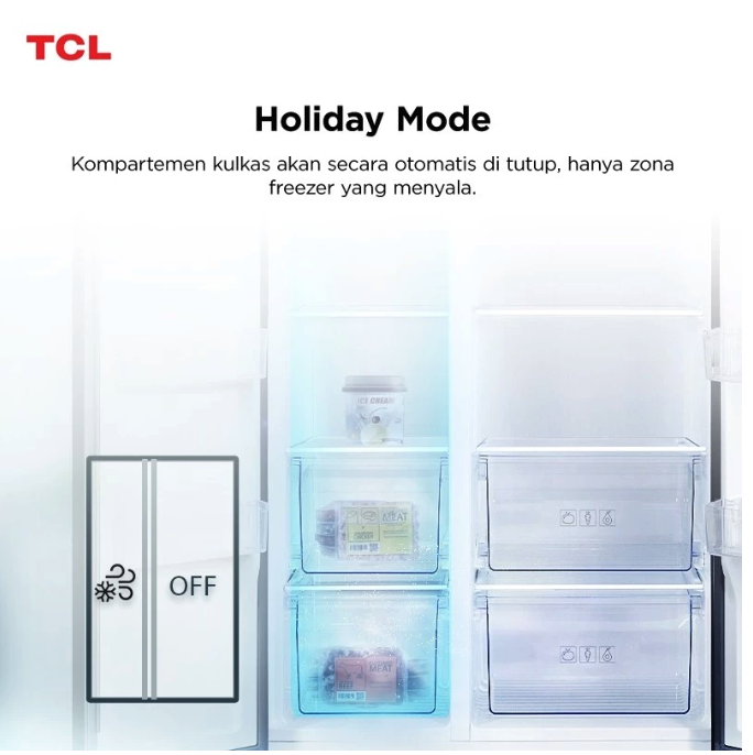 Yongwang Electronics Indonesia TCL Kulkas 2 Pintu Side by Side P620SBS