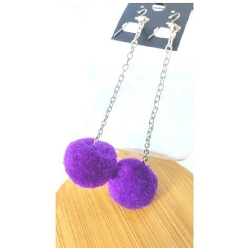 Long Tassel Soft Fur Ball Earring 2