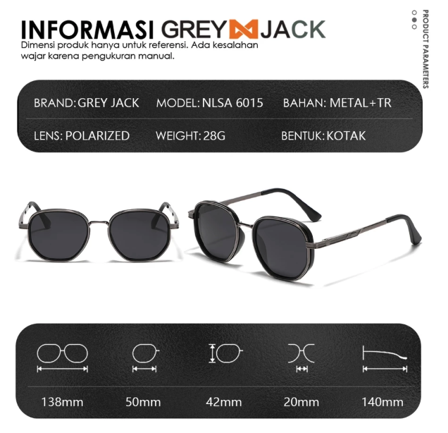 Grey Jack Eyewear Indonesia Grey Jack Retro Sunglasses Polarized Anti UV400 6015