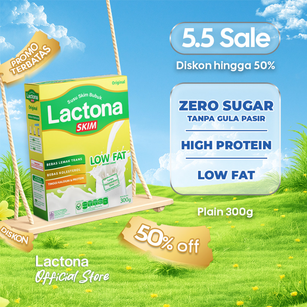 Lactona Susu Skim Bubuk Low Fat 300 gram