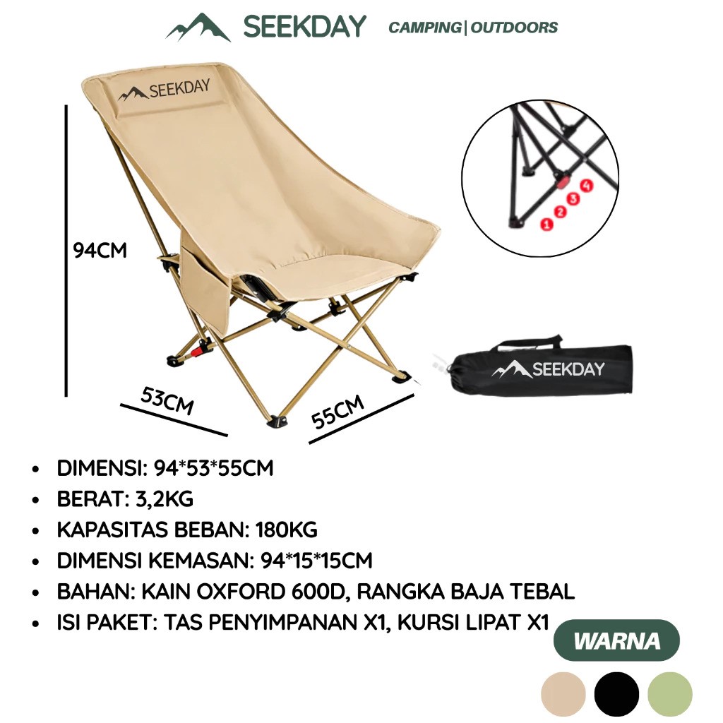 Seekday Kursi Lipat Outdoor Angle Adjustable 5