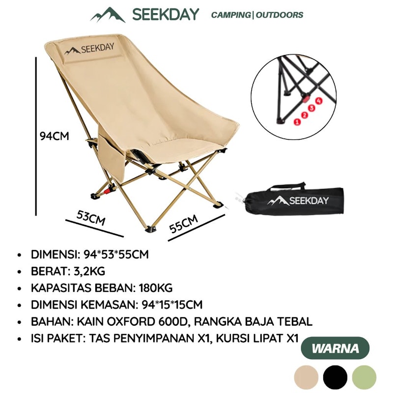 Seekday Kursi Lipat Outdoor Angle Adjustable 5