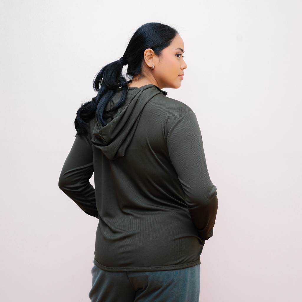 IE-DE Mode Jaket Wanita Polos Outer Sport Breathe Technology Army