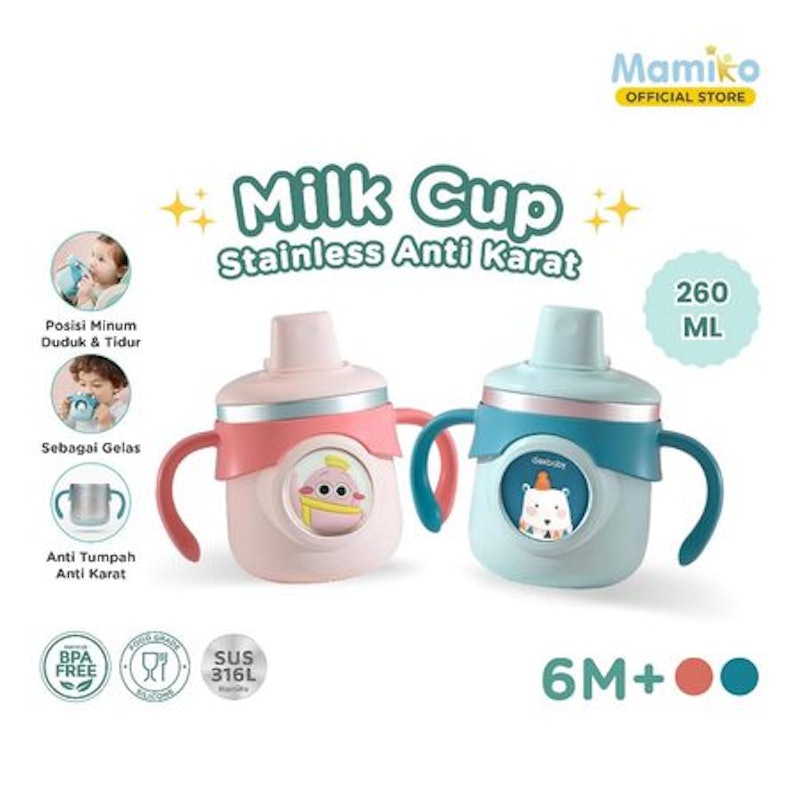 Mamiko Milk Cup Stainless 3in1 Anti Karat 2