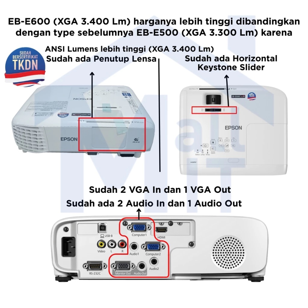 Epson Epson XGA 3LCD TKDN Certified Projector EB-E600