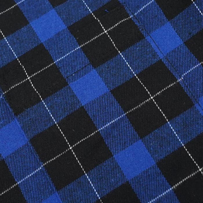 Bi-ensi Fesyenindo 3Second Men's Flannel Plaid Shirt Long Sleeve Regular Fit Carre Blue OL-C010225