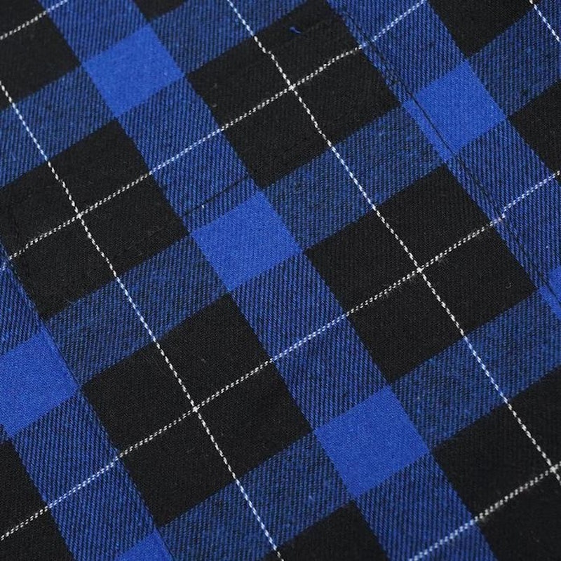 3Second Men's Flannel Plaid Shirt Long Sleeve Regular Fit Carre Blue 4