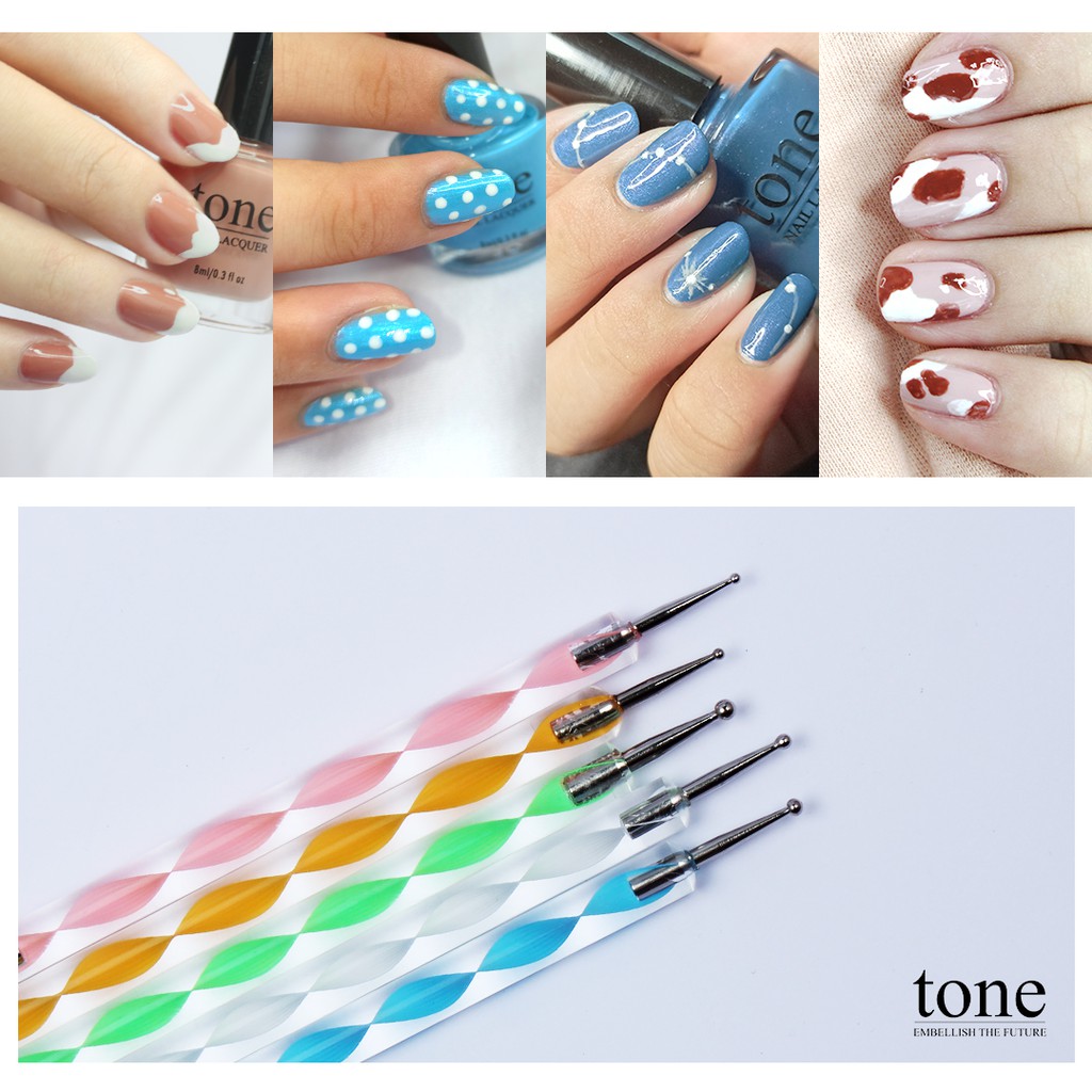 Tone Nail Art Pen Dotting Tools - Alat Membuat Nail Art 1 Set isi 5 Pcs