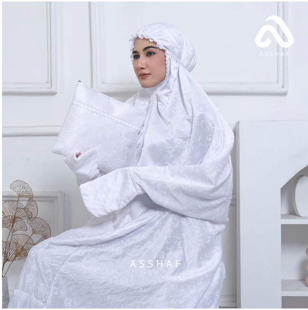  ASSHAF Mukena Dewasa Terusan Sutra Milo Renda Jumbo