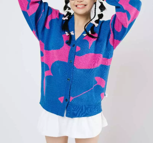  Gurls Club Oversize Oversized Cardigan Knitwear Stormy Fushia