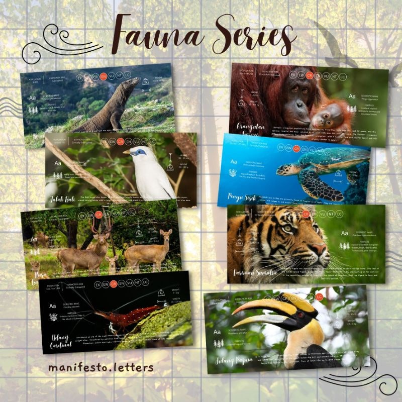 Postcard Long Fauna Series 1