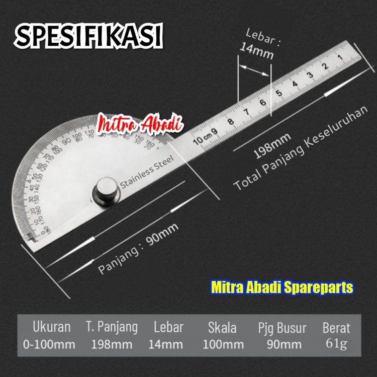 JIAN YI Stainless Steel Protractor Angle Ruler