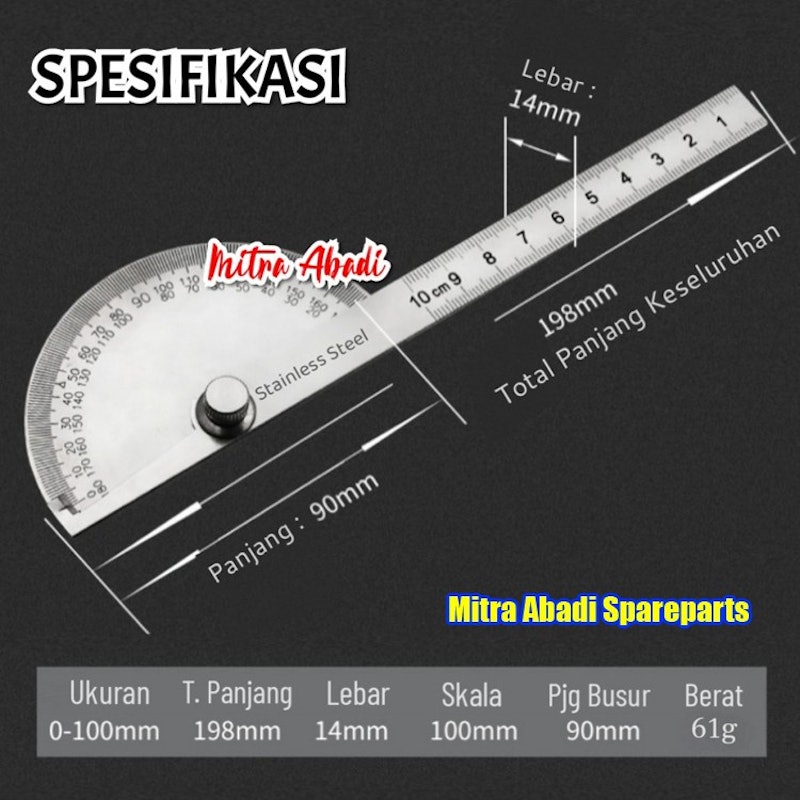 Stainless Steel Protractor Angle Ruler 5