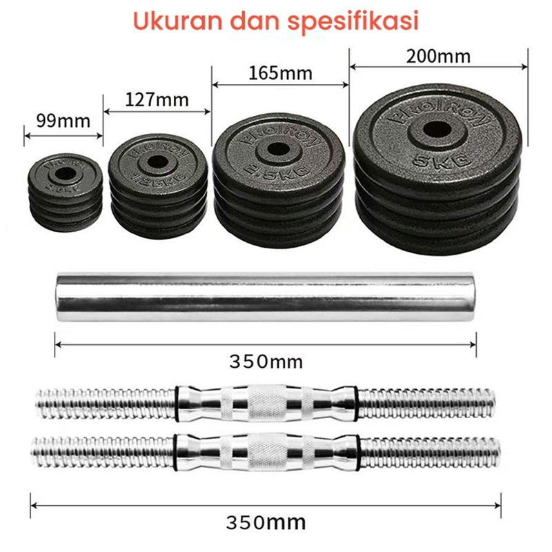  Proiron Dumbbel and Barbell Full Metal Set 30 kg